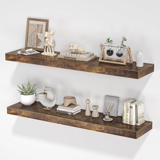 Floating Shelves for Wall, 40"W x 8"D x 1.5"H, Wooden Wall Mounted Display Shelves with Invisible Brackets for Living Room,