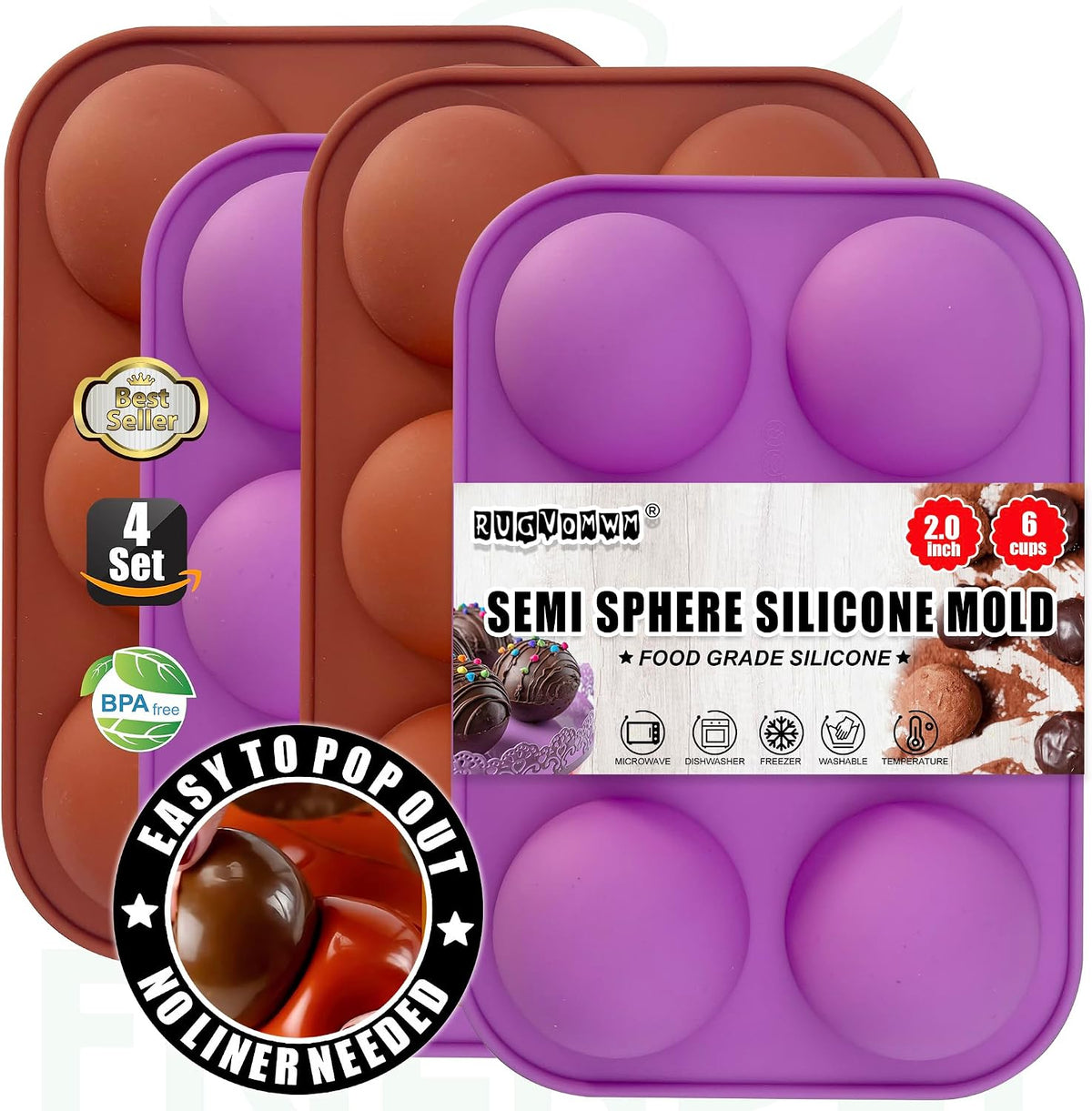 Silicone Cake Mold，6-Link Small Round Cake Mold - 2pack…