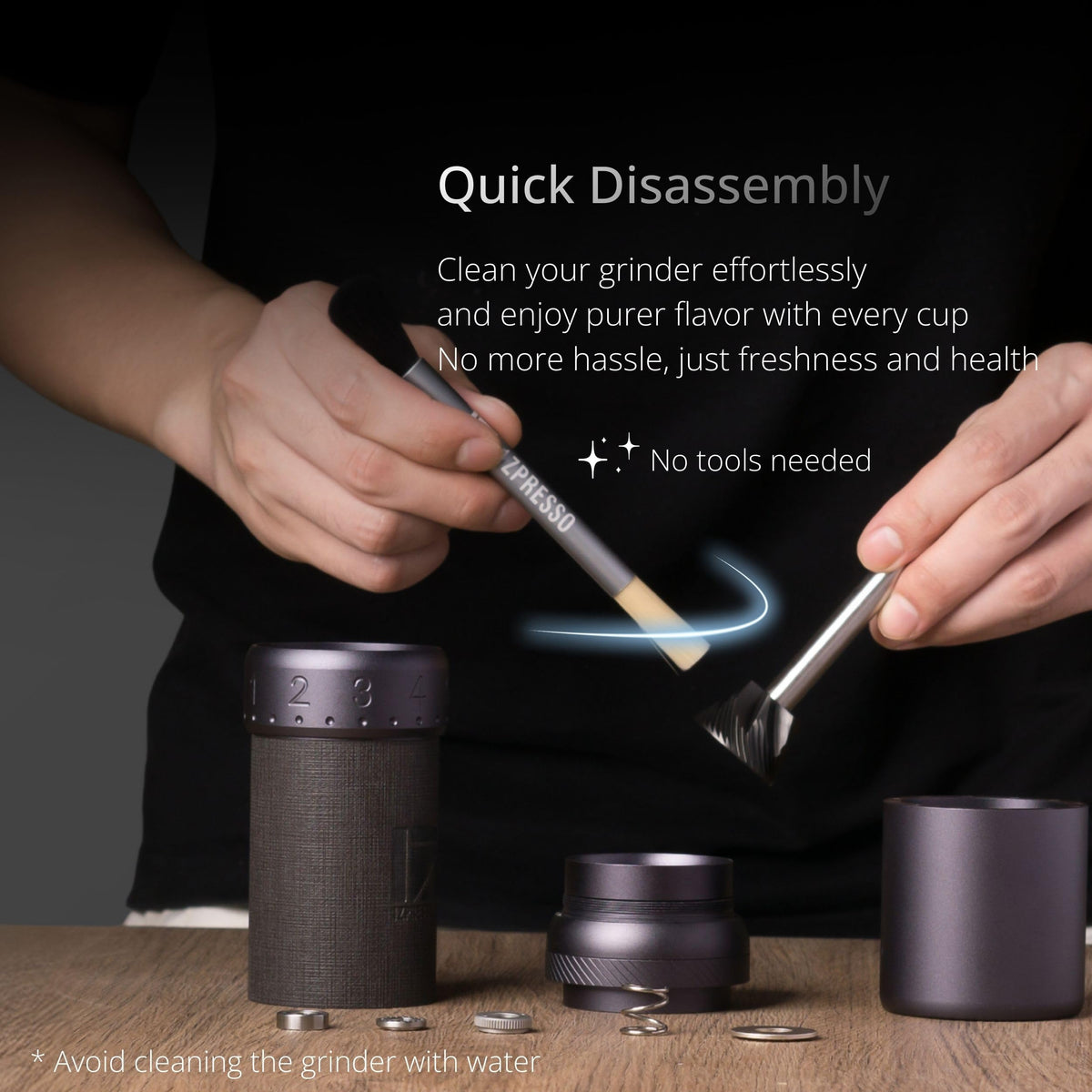 1Zpresso J-Ultra Manual Coffee Grinder Iron Gray, Conical Burr, Foldable Handle, Magnet Catch Cup Capacity 40g, Numerica