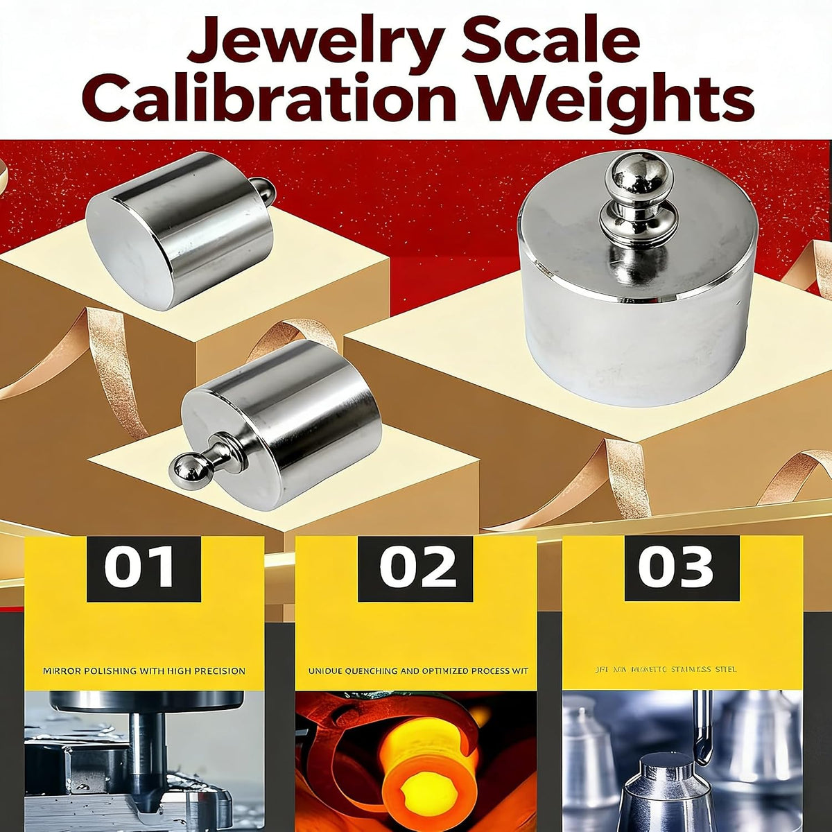 MAGIKON Steel Calibration Weight Kit, M2 Class 205g (100/50/20/10/5g)