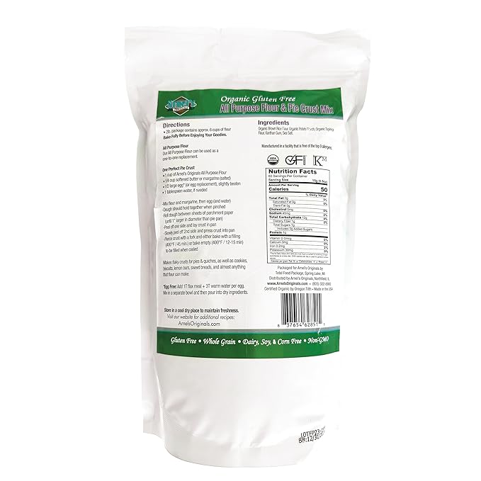 All Purpose Flour & Pie Crust Mix, Certified Gluten free, Organic, non-GMO Verified, Certified Kosher, Gluten Free Baking, 2 Pounds