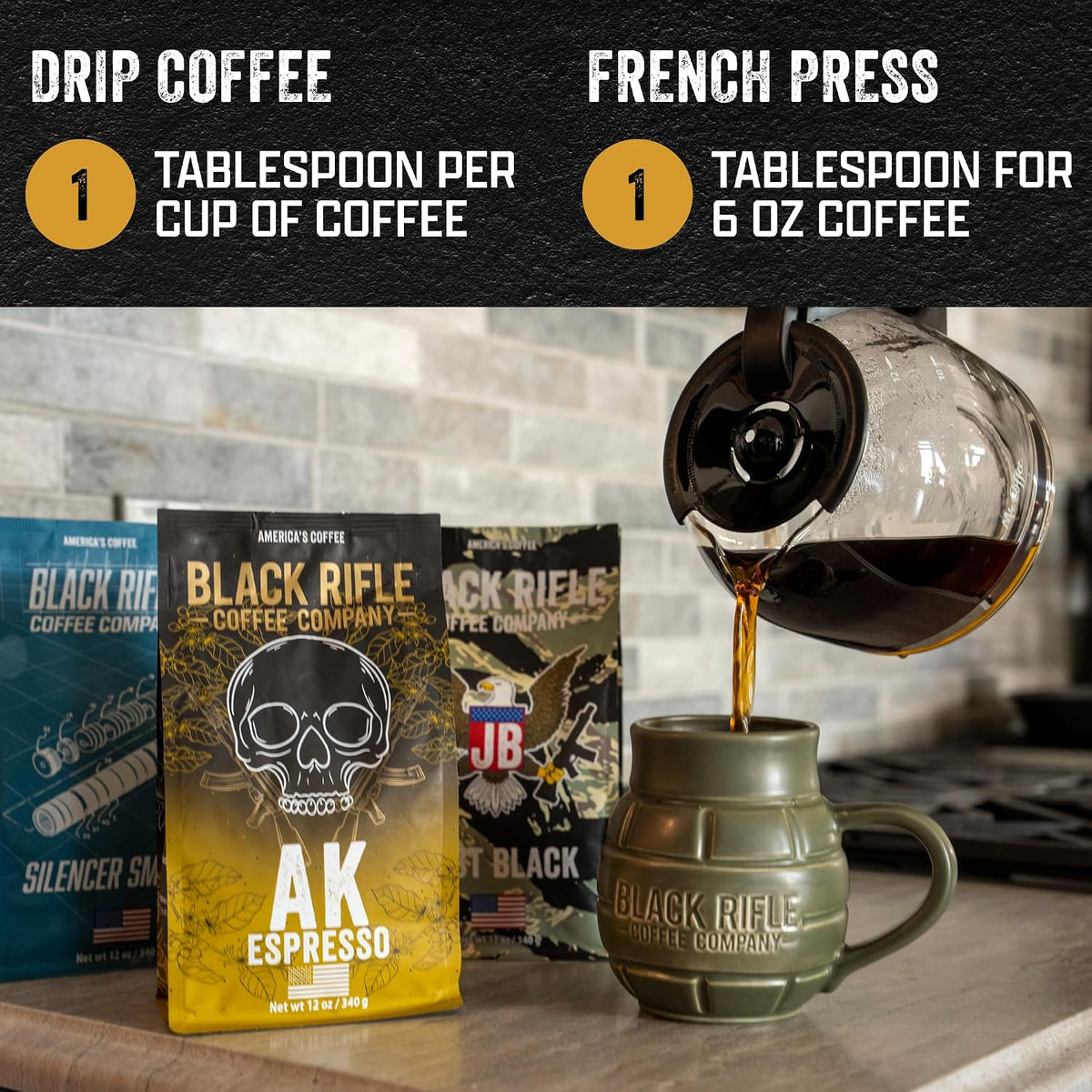 Black Rifle Coffee Medium Roast Ground Coffee AK Espresso 12 oz