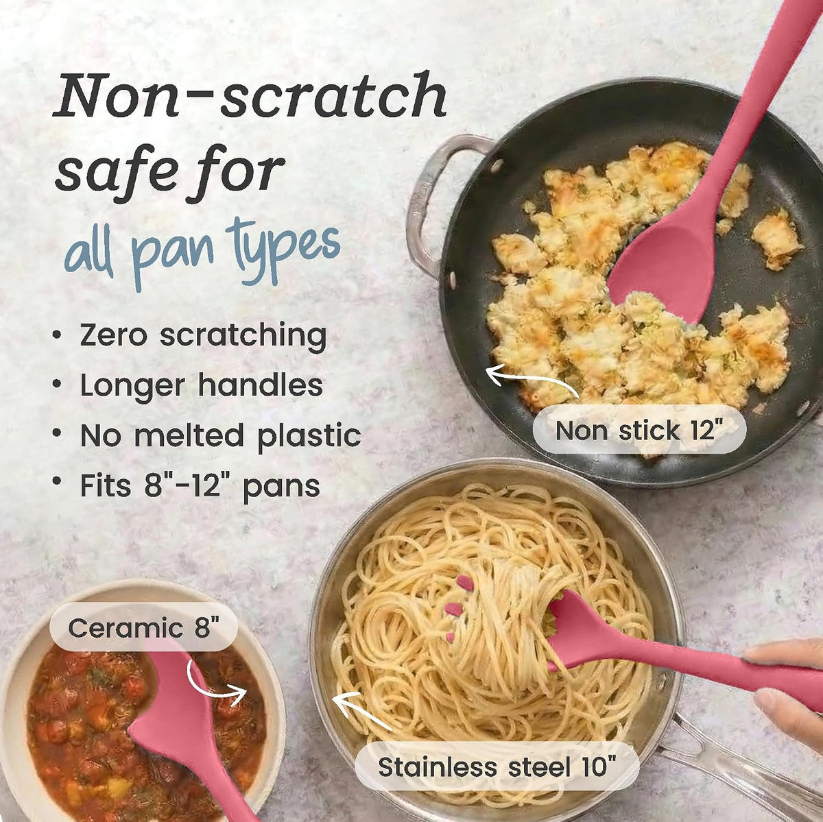 Starpack Like a Boss XL Silicone Cooking Utensils Set (6-Piece, 13.5") - LFGB Certified, 600°F Heat Resistant, BPA-Free - Heavy-Duty Steel Core, Dishwasher Safe - for Nonstick Cookware, Earthy Pink