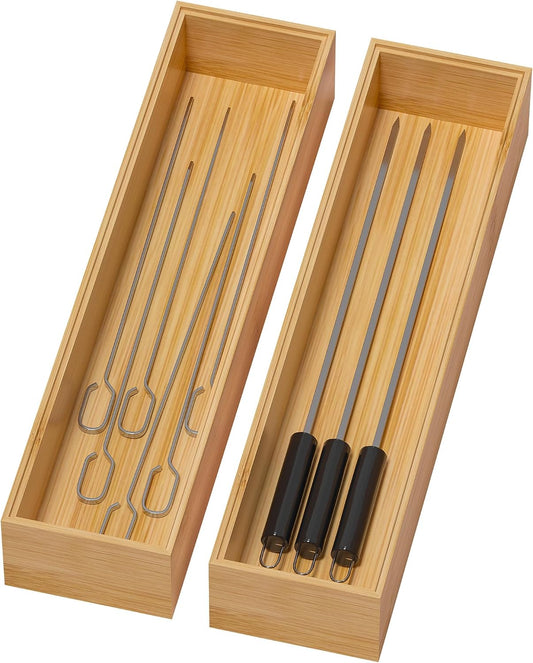 Lixple Bamboo Kitchen Drawer Organizer