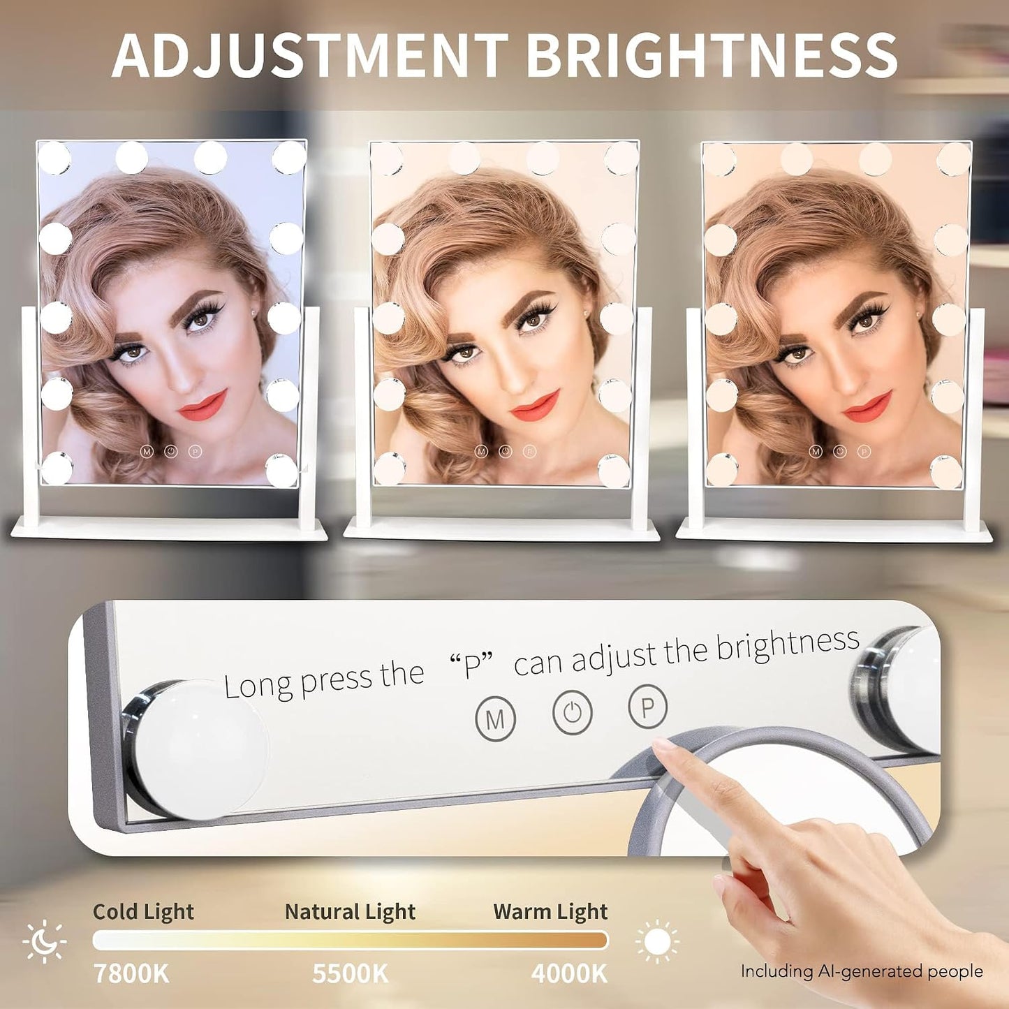 Makeup Vanity Mirror with Lights,10X,White 17.12"x13.77"