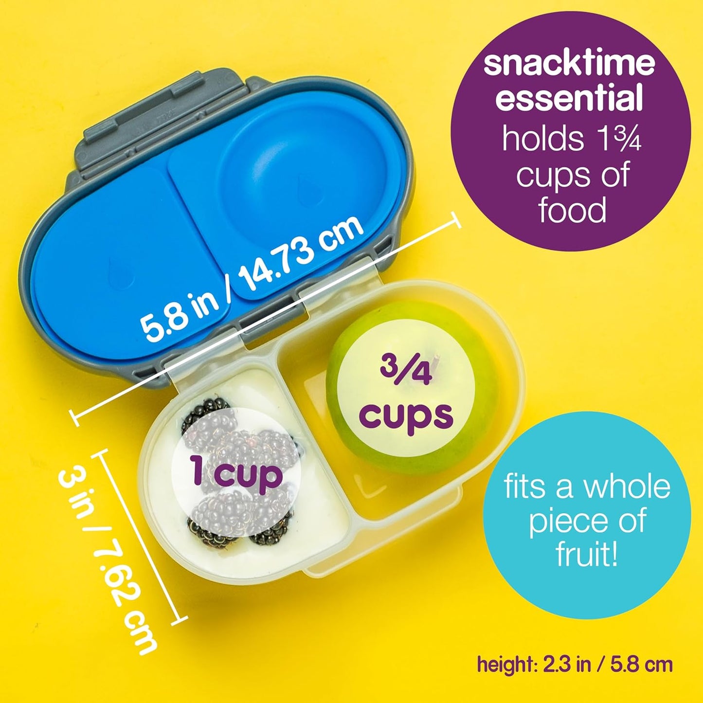 b.box Snack Containers for Kids, Toddler Snack Box Container, Reusable Small Bento Box for Lunch, School & Travel, Leak Proof, BPA free, Dishwasher Safe, Ages 4 months+ (Blush Crush, 12oz capacity)
