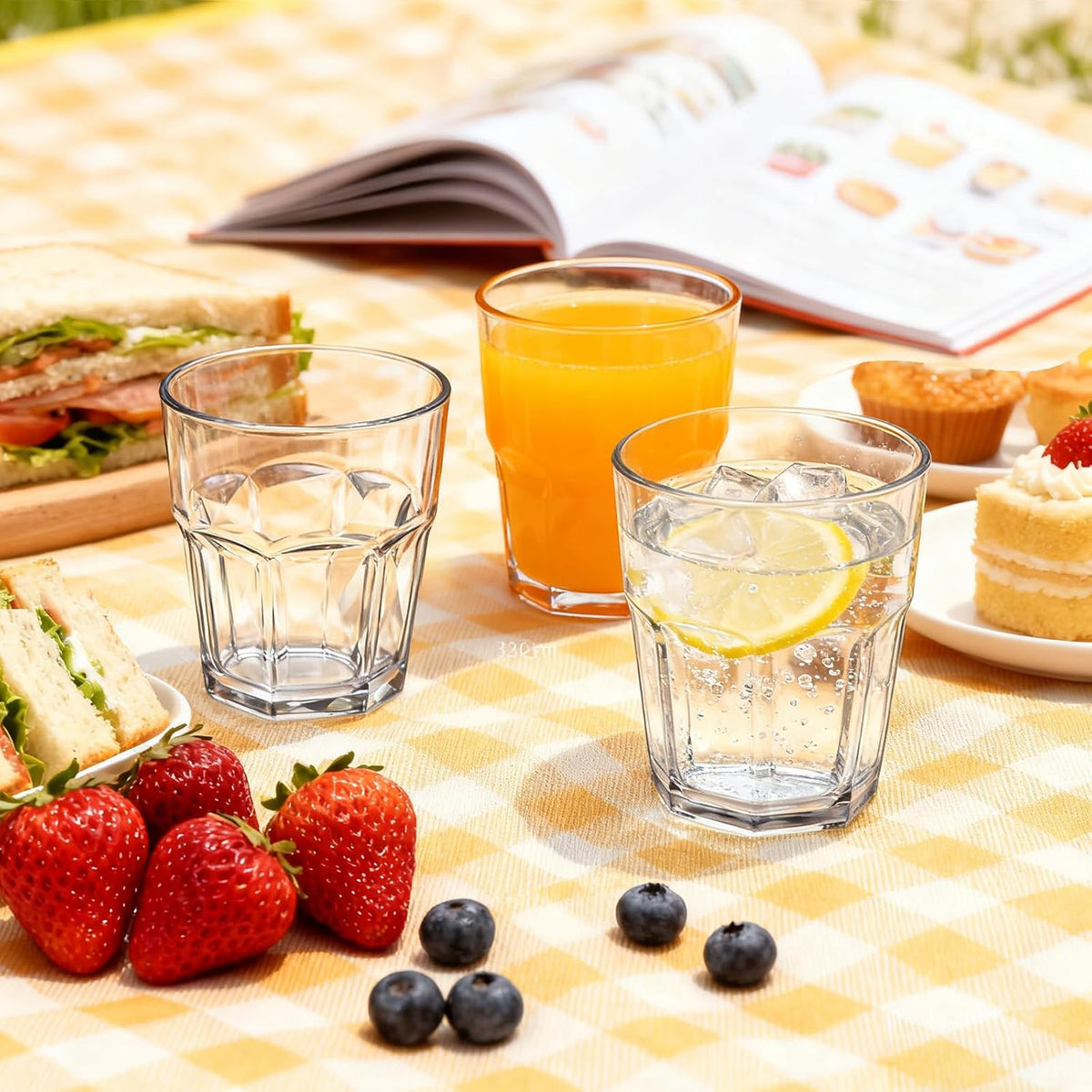 Plastic Drinking Glasses Shatterproof Set of 4, 9oz Unbreakable Tritan Tumblers, BPA-Free &amp; Dishwasher Safe, Kids-Friendly for Juice and Beverages