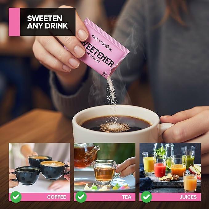 Zero Calorie Sweetener Packets (1000 Count) Pink Saccharin Sugar Substitute – Kosher Certified by Star-K, Artificial Sweetener for Coffee, Tea, and Everyday Use