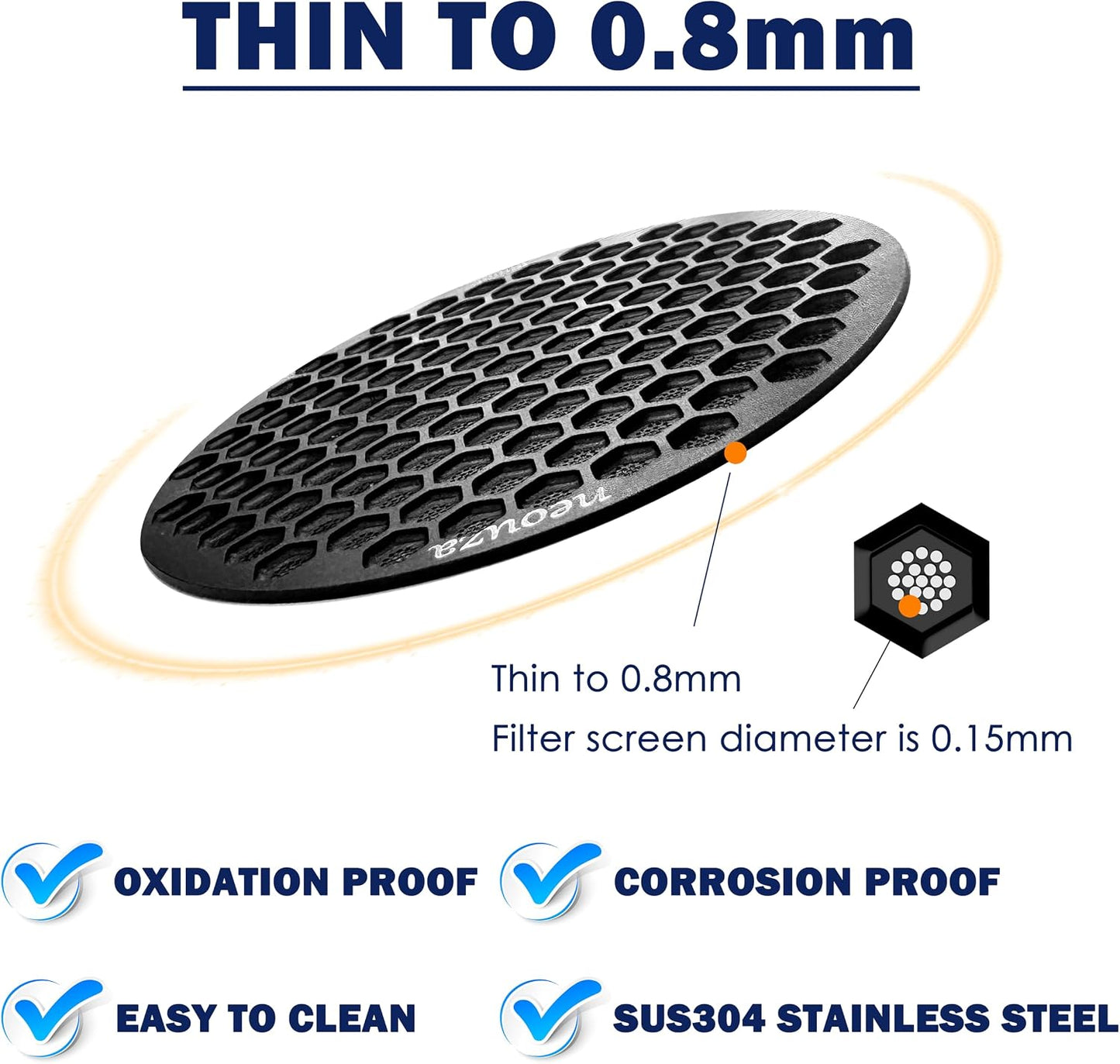 NEOUZA V4 Espresso Puck Screen 0.8mm Thickness Honeycomb Mesh Double Layer Black Protective Coating for Coffee Portafilter Basket (2, Silver, 51mm)