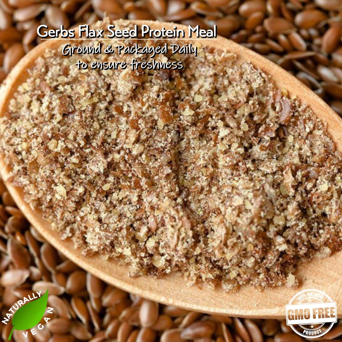 Gerbs Flax Seed Meal 1 lb. | Finely Ground, No Additives, Resealable Bag | Earthy &amp; Smooth for Baking, Full Oil Content | Top 14 Allergen-Free