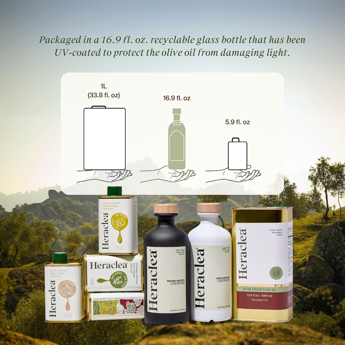 Heraclea - The Pairing - Organic Extra Virgin Olive Oil - Cold Pressed - Organic Olive Oil - Cold Pressed EVOO - Polyphenol Rich EVOO - 16.9 oz Bottles | Cold Pressed - Organic EVOO - Polyphenol Rich EVOO - Family Farmer Grown &amp; Produced in Turkey - 1