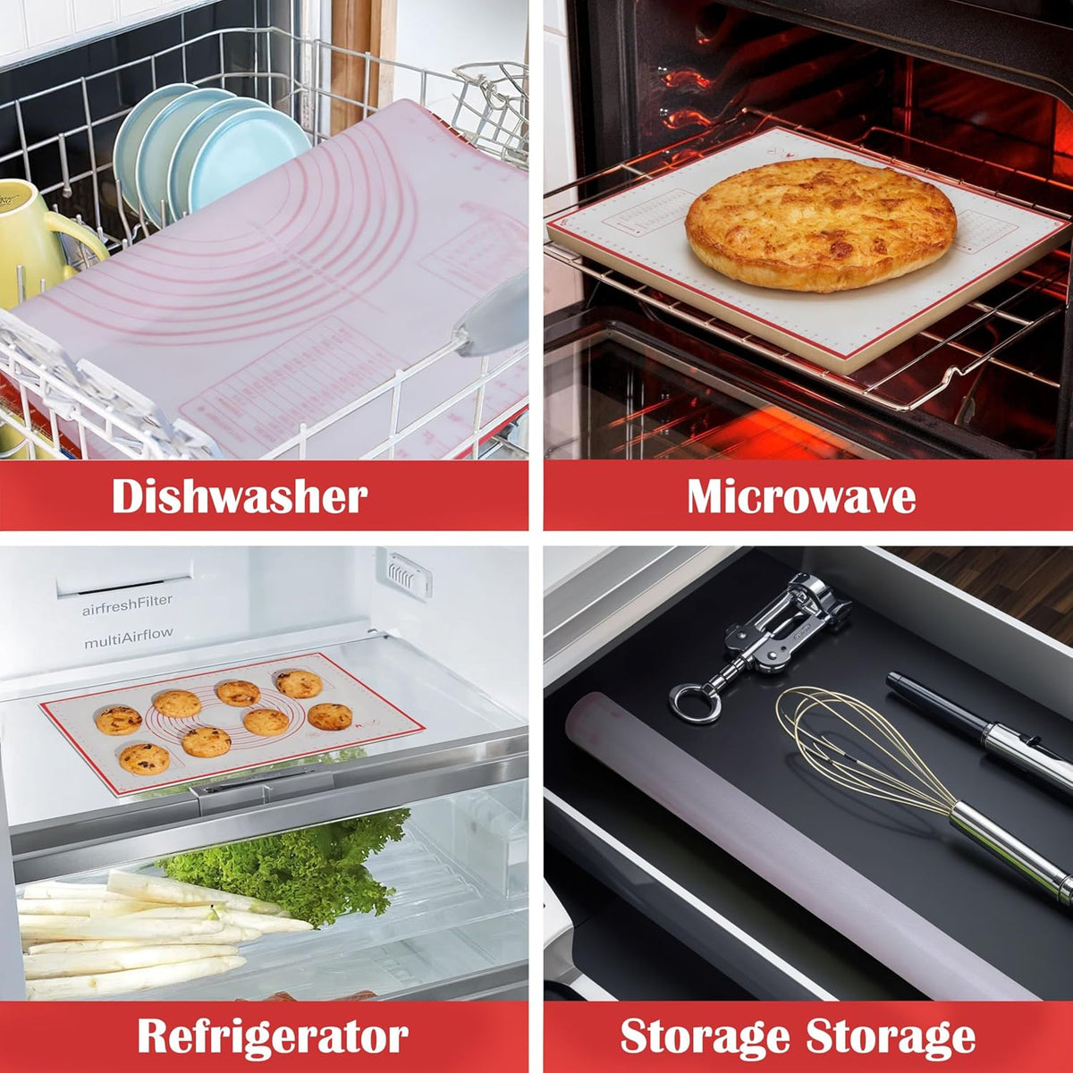 BlueBark 2 PCS - 24"L x 20"W Non-stick Silicone Baking Mat for Pastry &amp; Dough, Sourdough Bread Making Tools, Kitchen Counter, Cooking Enthusiasts