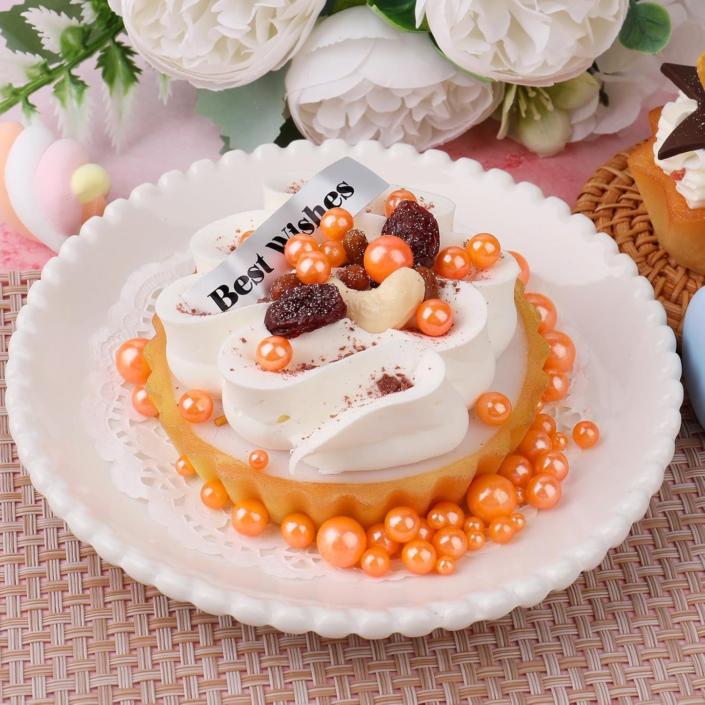 Orange Pearl Sprinkles for Cake Decorating, 6 Sizes Edible Pearls Sugar | 4.6oz Orange Sprinkles for Baking Cupcakes Cookies Ice Cream