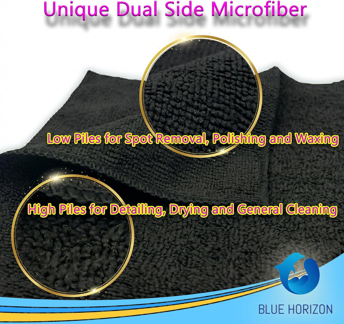 Black Microfiber Cleaning Towels, 36-Pack Dual-Sided Ultra Soft Plush Washcloth, Professional Grade Premium Microfiber Detailing Cleaning Cloths, Car, Household and Commercial (Black, 16" x 16")