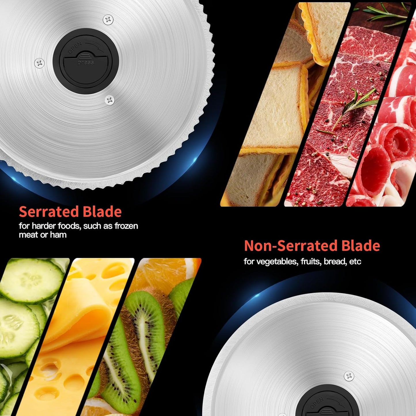 Meat Slicer Machine for Home, 200W Food Slicer with Two 7.5" Blades