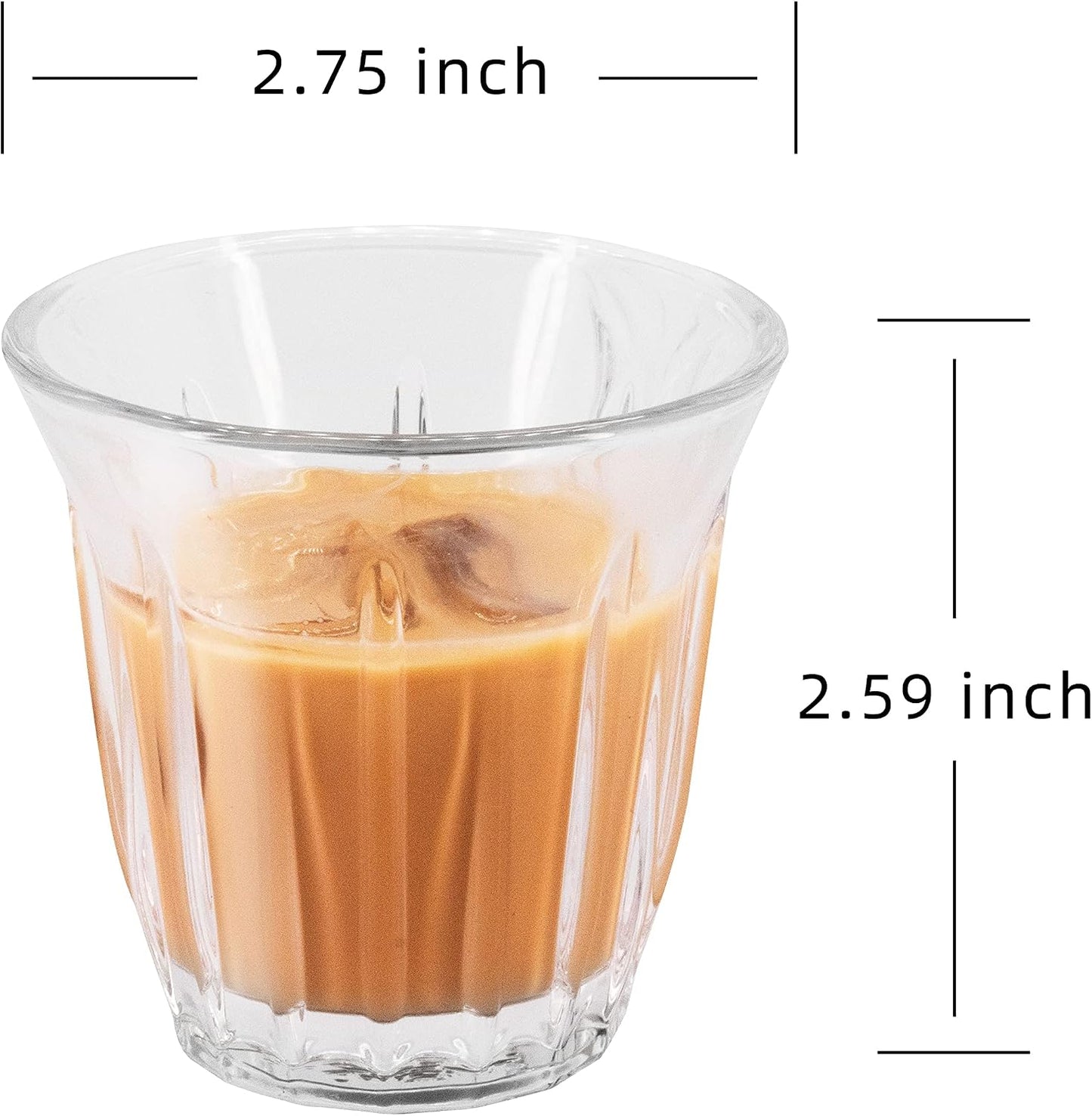 Espresso Cups Set of 2 Clear Glass Cups 3oz for Coffee/Milk, Coffee Mugs Insulated Shot Glasses Regular Espresso Accessories in Kitchen/Office/Bar, Easy to Clean (3oz-2 Pack)