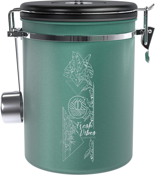 38oz / 22oz Coffee Canister – Airtight Stainless Steel Storage Container with Date Tracker & Scoop, Sealed Jar for Grounds,