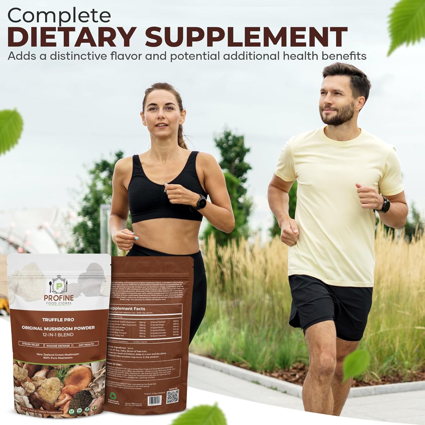 Profine Truffle PRO Mushroom Powder 12- in - 1 Super Blend with Black Truffle and White Truffle - USDA Organic - Supplement