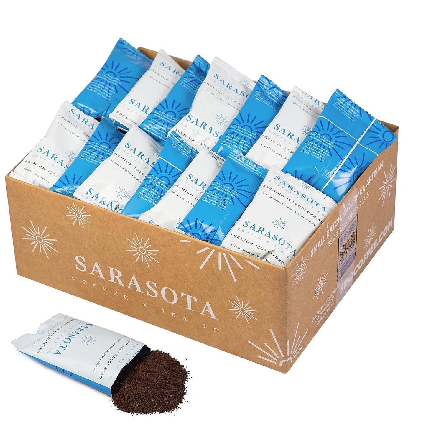 100% Colombian Coffee Packets, 2 oz, 36 Count, Medium Roast Ground Coffee Packs, Premeasured Single Pot Pouches for 12 Cup Drip Coffee Makers