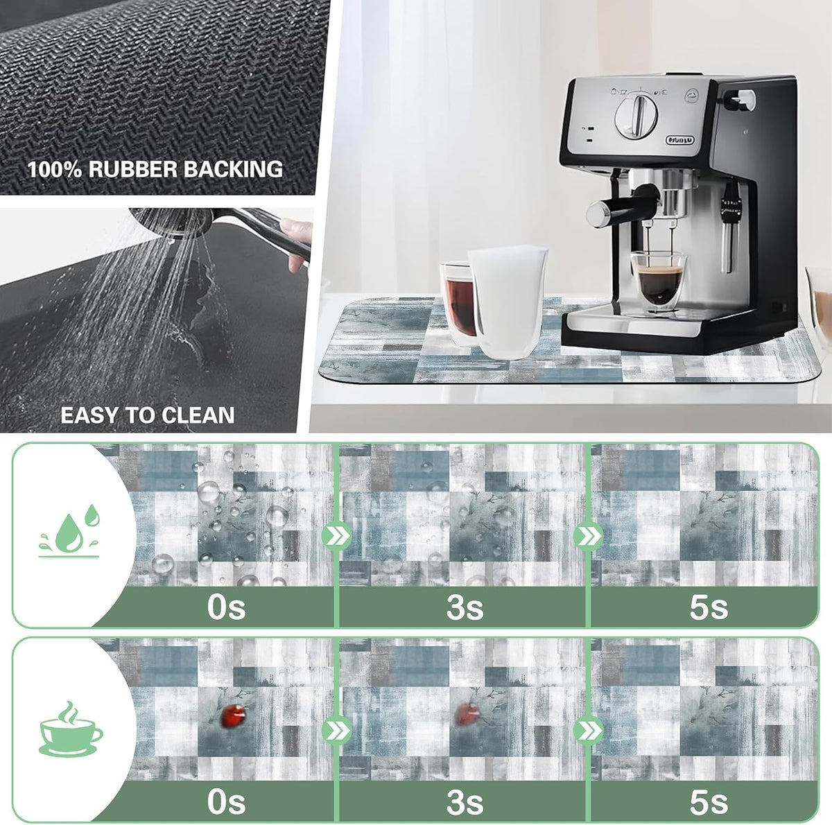 Dish Drying Mat for Kitchen Counter Absorbent Dish Coffee Mat 16"X24"