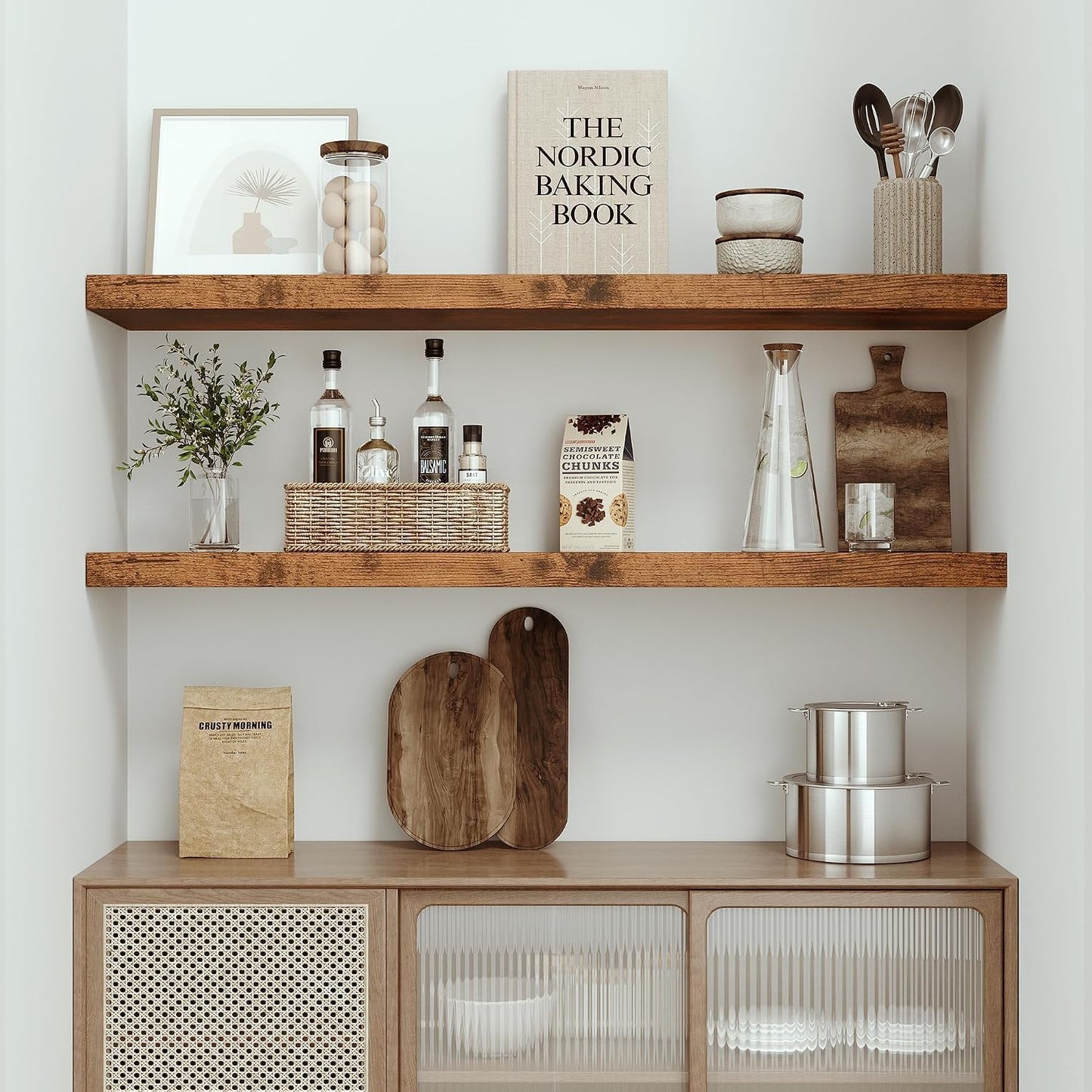 Vivelove Single Floating Shelves 48x10” Set of 1, Rustic Brown