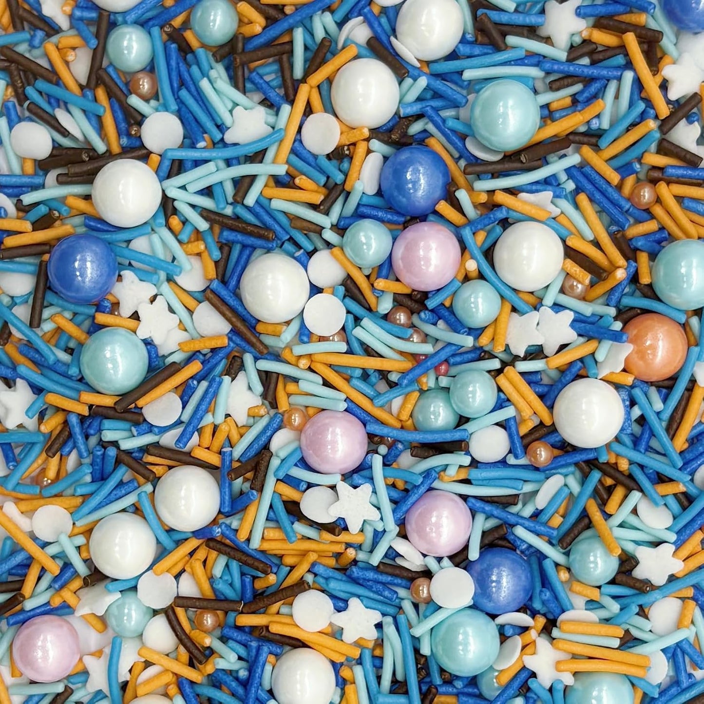 Dynastang Blue &amp; Orange &amp; White Sprinkles Mixed Style Edible Cake Decorations Cupcake Toppers Cookie Perfect for Cakes, Cupcakes, Desserts Toppings 3OZ