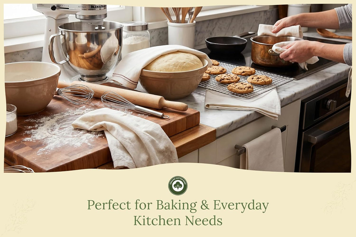 Wholesale Flour Sack Kitchen Towels – 50 Pack, Unbleached, All-Natural 100% Cotton Bulk Flour Sack Towels – Toxic-Free and Dye-Free - Extra Large Size 27”x27” (Natural – 50 Pack)