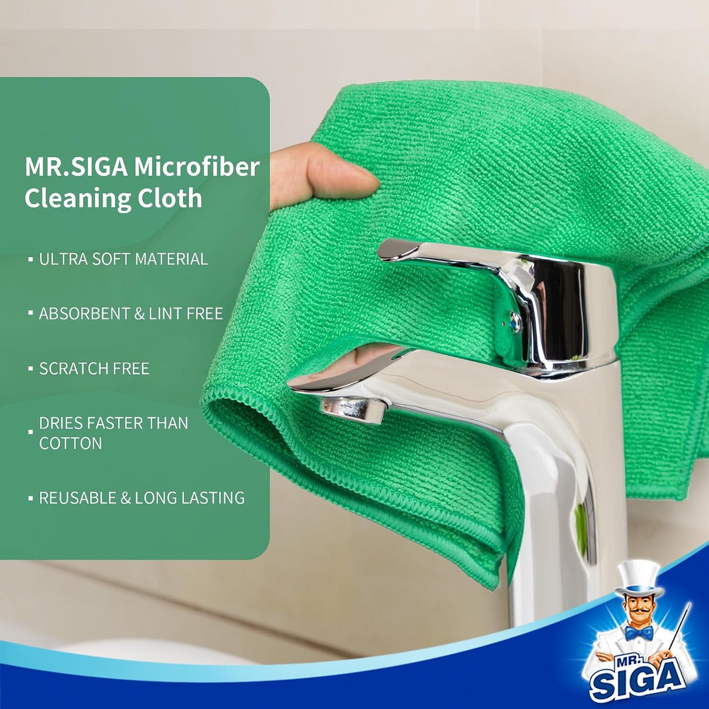 MR.SIGA Microfiber Cleaning Cloths, Streak Free Microfiber Towels, 12 Pack