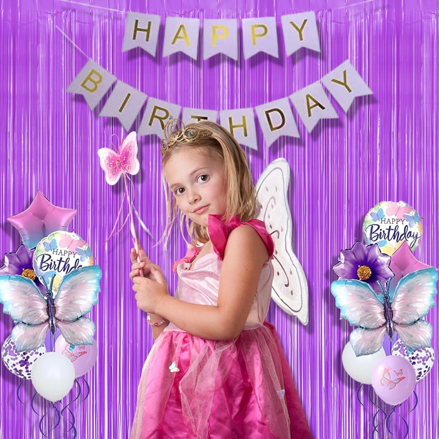 BRAVESHINE Purple Streamers Party Backdrop Pastel Fringe Curtains | 2 Pack