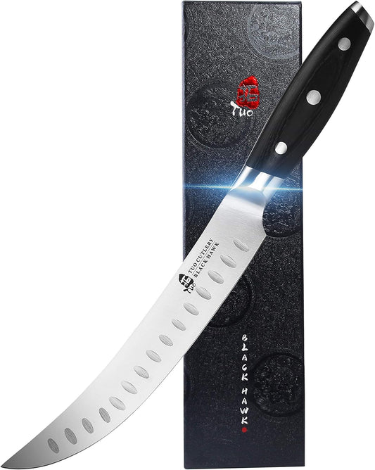 TUO Butcher Knife, 8 inch Meat Cleaver Scimitar Breaking Curved Slicing Carving Knife German HC Steel with Full Tang