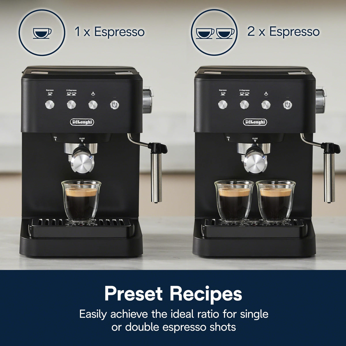 De'Longhi De’Longhi Classic Matte Black Espresso Machine, Easy-to-Use Milk Frother