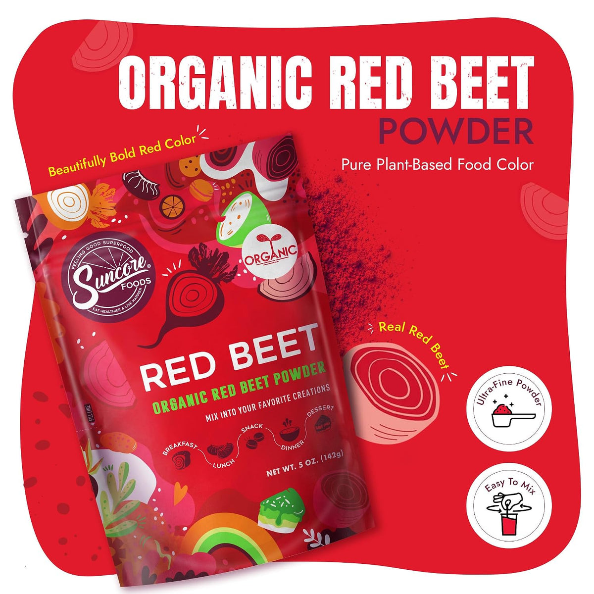 Suncore Foods Organic Red Beet Powder 5oz (Beetroot)