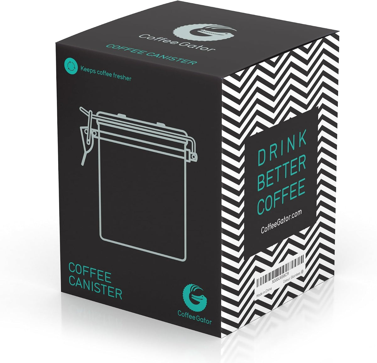 Coffee Gator Coffee Canister, 16oz Airtight Containers &amp; Travel Jar | w/ Date Tracker, Scoop, Valve Kitchen Food Storage Jars for Beans, Ground, Rice, Tea, Sugar, Cookie, Bar Accessories, Gray