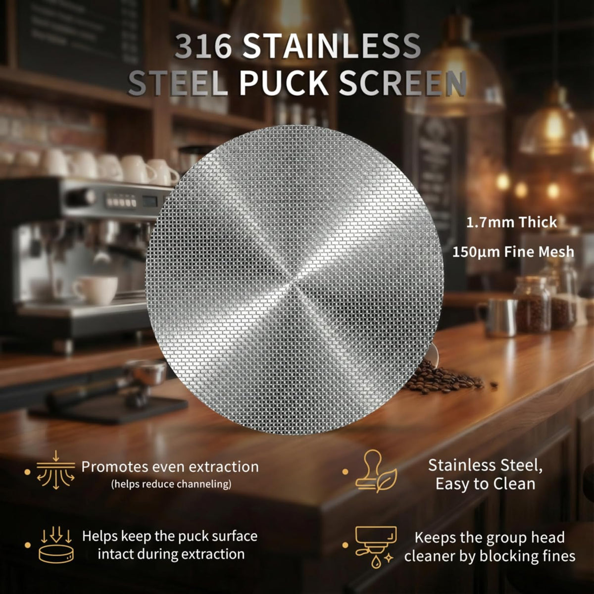 Barista Espresso Tamper 53.3/54mm, Spring Loaded Flat Base Tamper Kit | 4-Blade Coffee Distributor &amp; 316 Stainless Steel Puck Screen