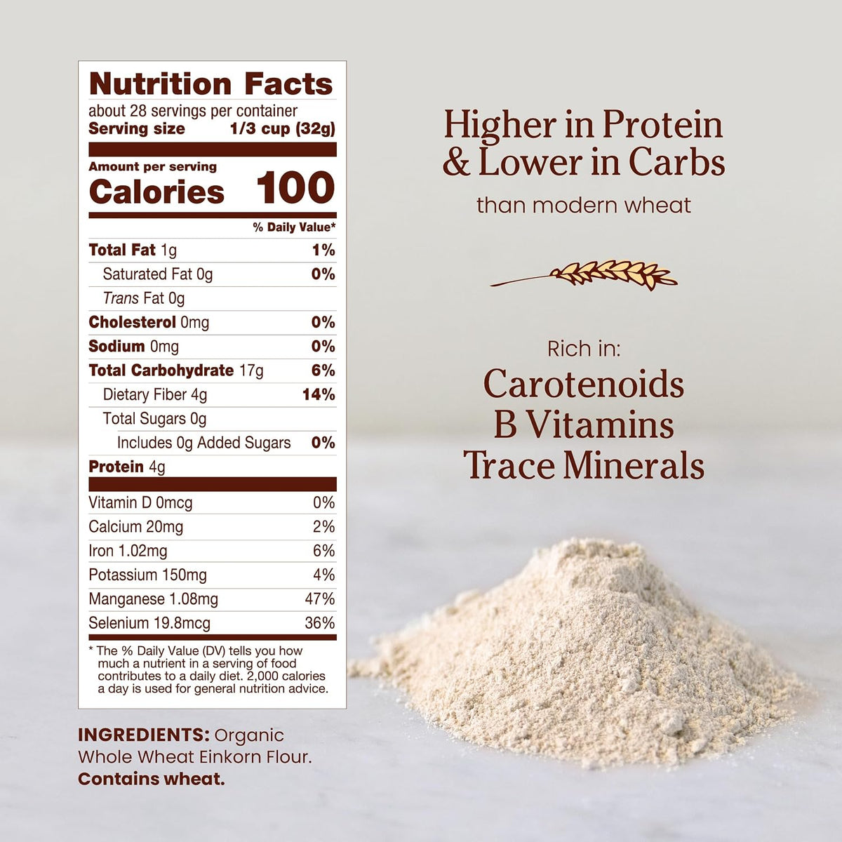 Jovial Organic Einkorn Whole Wheat &amp; Unbleached All Purpose, 32 Oz, 2 Pack