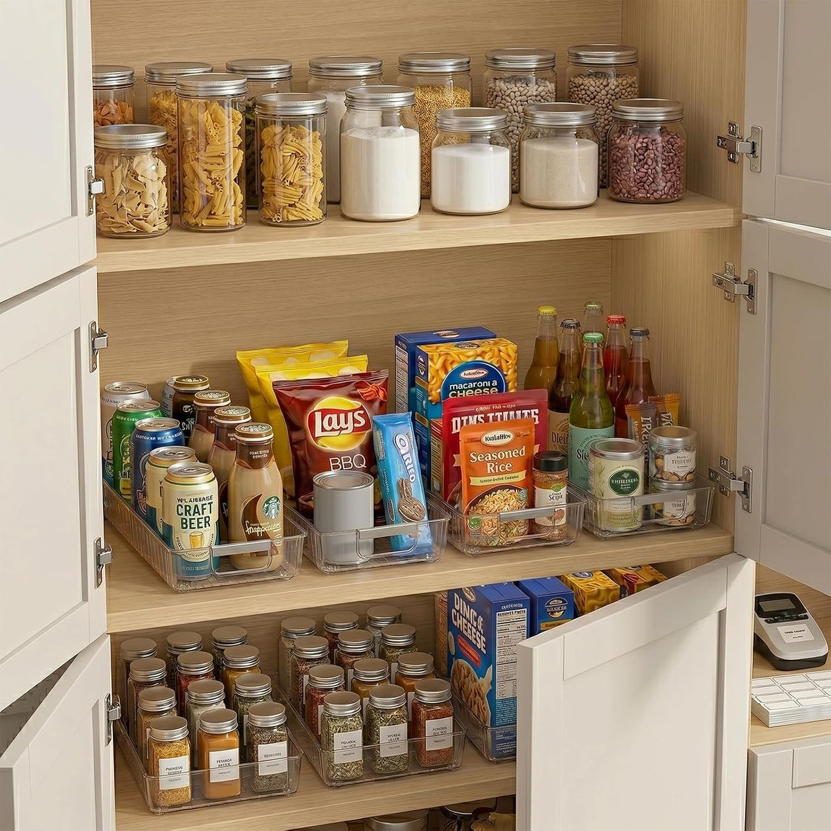 Refrigerator Organizers and Storage Roll Out Storage Bins Fridge Organizer with Wheels BPA-Free Clear Plastic Storage Bins Pantry Organizers and Storage 2 Pack