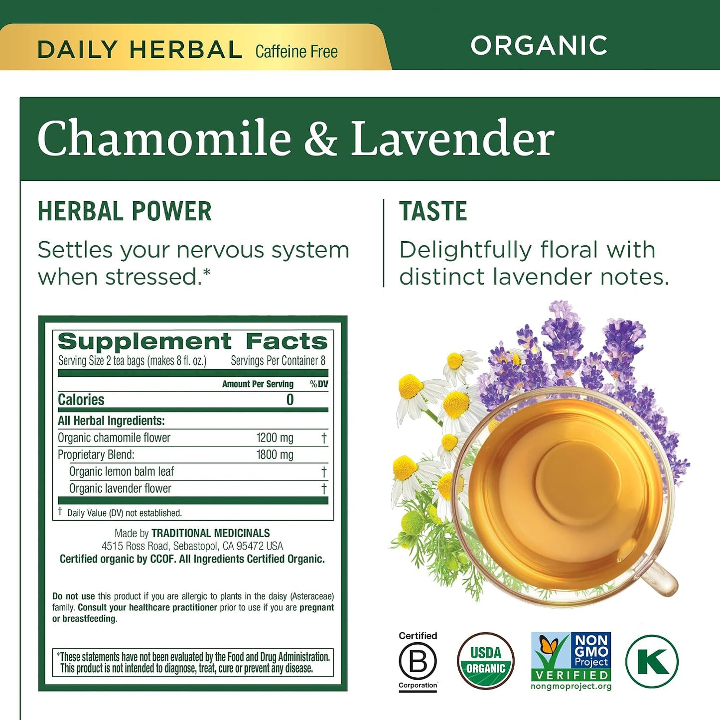 Traditional Medicinals Organic Stress &amp; Sleep Variety Pack, 96 Tea Bags | 6 Flavors, Lavender, Chamomile, Lemon &amp; Valerian Root, 96 Tea Bags, (6 Pack)