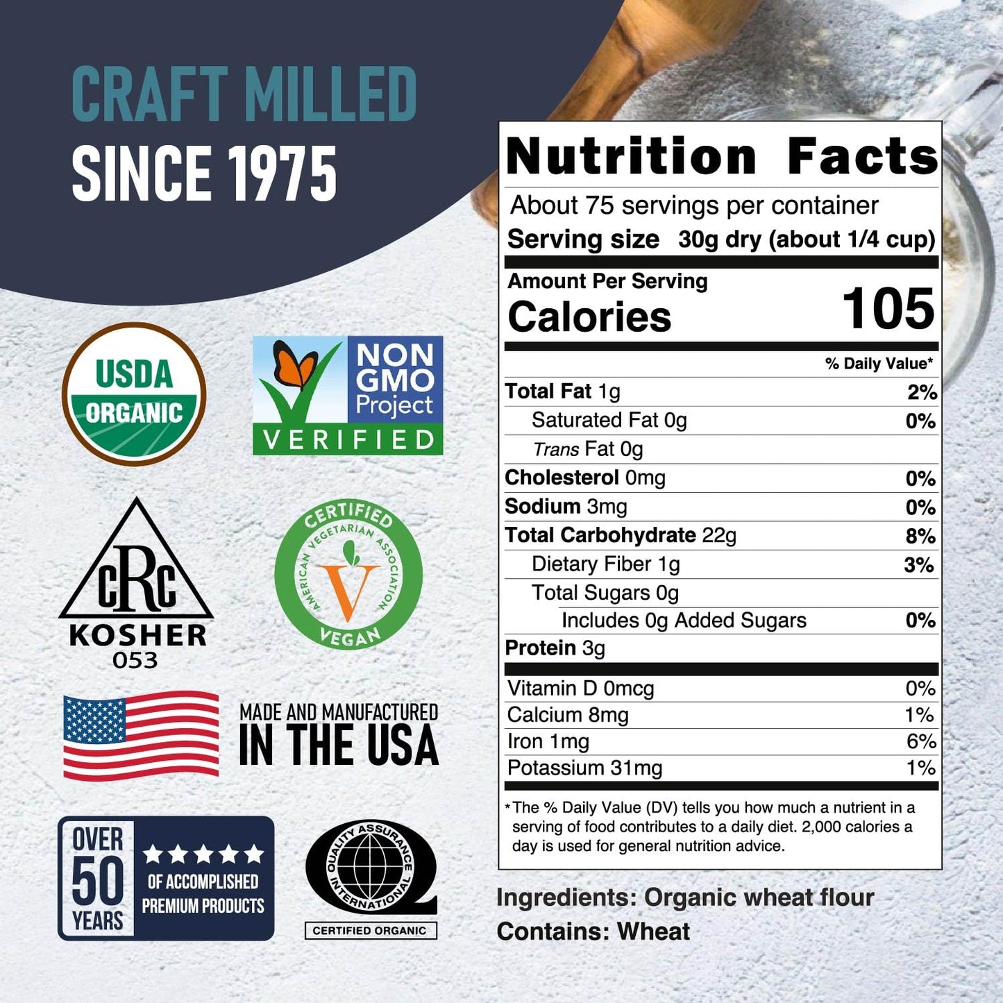 Great River Milling Organic Lily White All Purpose Flour, 5 lb | Organic Lily White All-Purpose Flour for cookies, cakes, muffins, biscuits, breads, pizza dough and pie crust; balanced