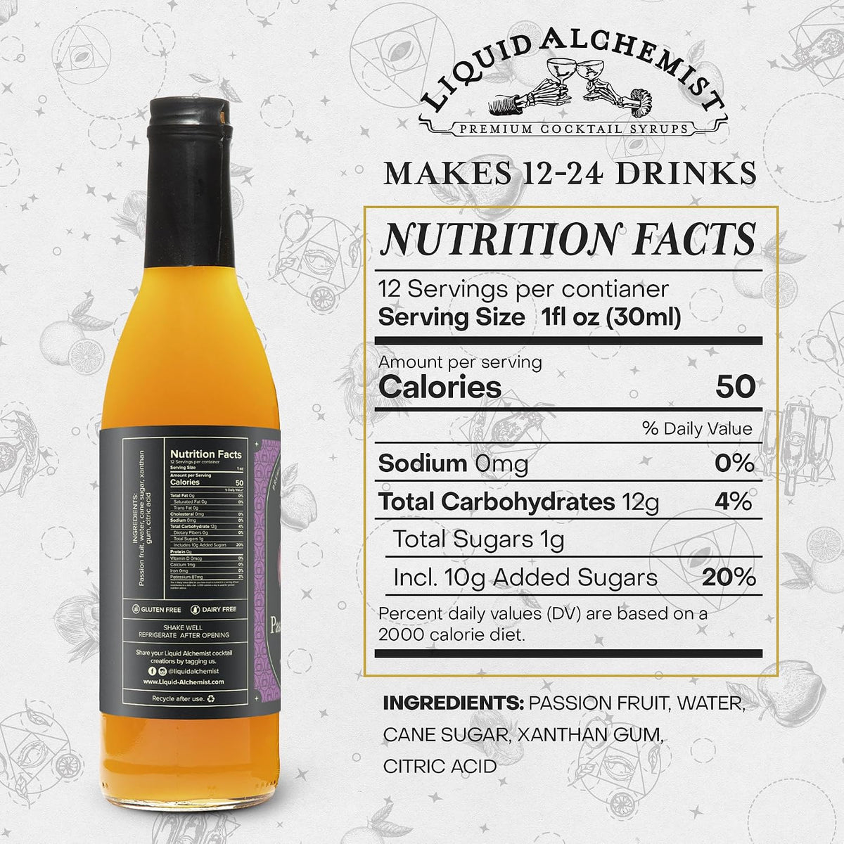 Liquid Alchemist Passion Fruit Syrup for Drinks, Made with Real Ingredients | 12.7oz, 1 Pack
