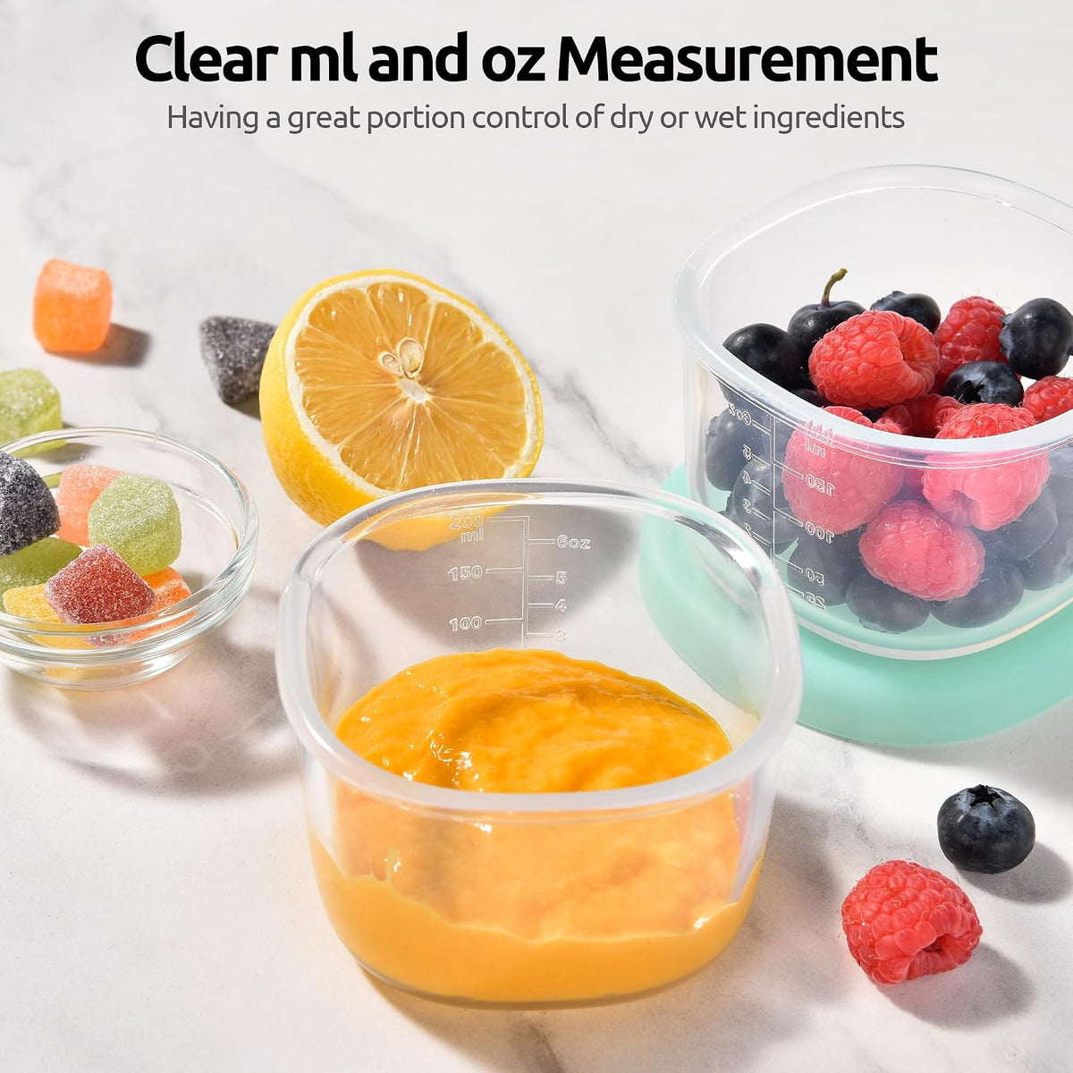 U-Taste Silicone Container with Lids, Small Mini Food Storage, 6oz * 2