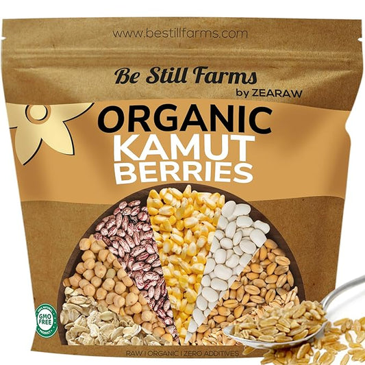 Be Still Farms Organic Kamut Wheat Berries Khorasan (4.8lb) - Ancient Whole Grain Bulk - Ideal for Flour, Pasta, Salads,
