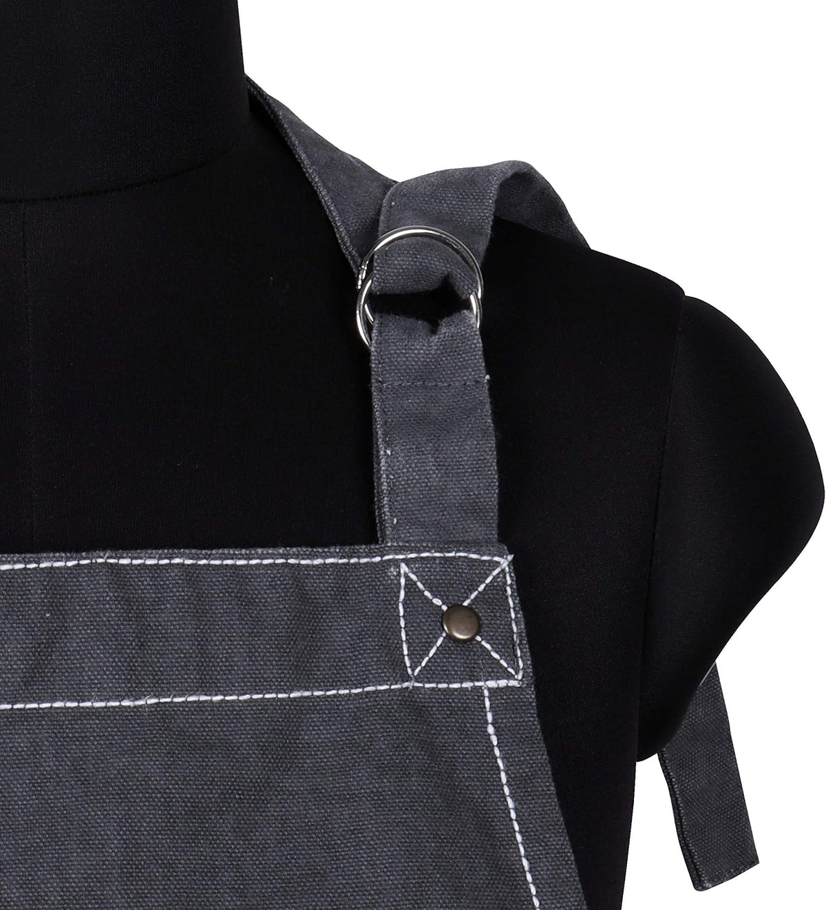 Cotton Solid Aprons for Women with Pocket, Adjustable Strap and Waist Ties Washed Chef Aprons for Cooking, Baking and Gardening (27.5 x 33 Inches - Gray)