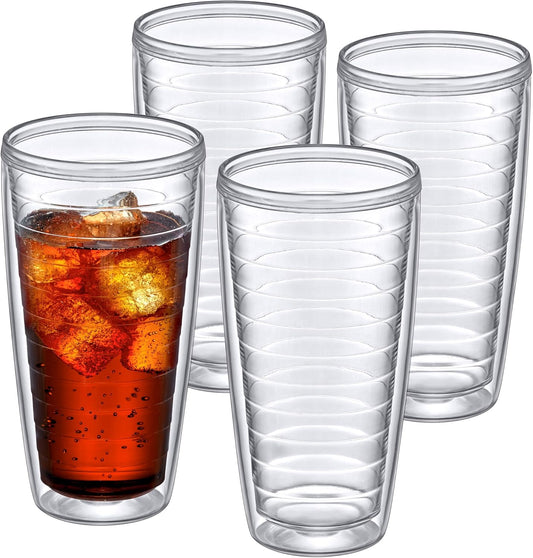 Amazing Abby - Alaska - 24-Ounce Insulated Plastic Tumblers (Set of 4), Double-Wall Plastic Drinking Glasses, All-Clear