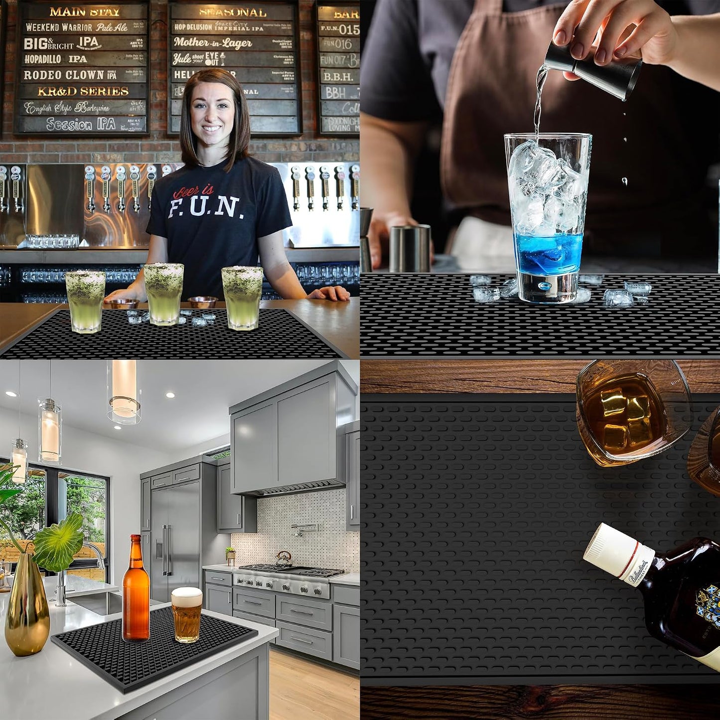 AXIESO Bar Mat 18 x 12 in - Silicone Coffee Bar Mats for Countertop