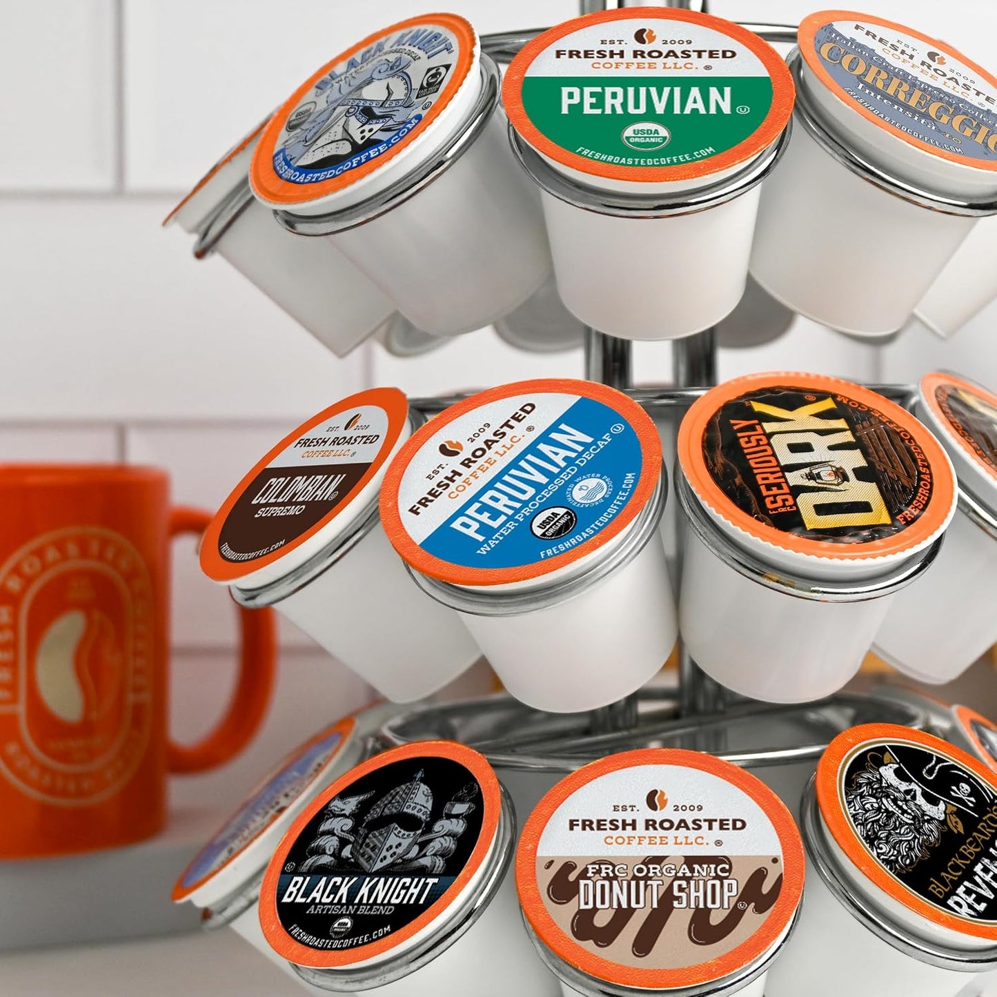 Fresh Roasted Coffee, Explorer Variety Pack K-Cup Pods for Keurig Brewers, Medium Roast, Kosher, 96 Count Loose Pack