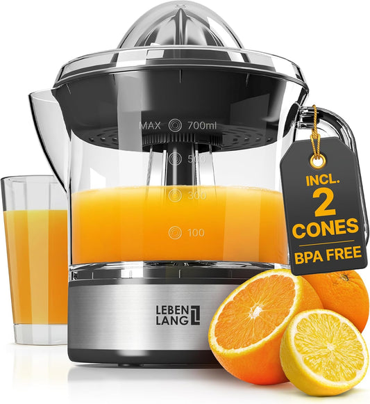 Electric Citrus juicer - 2 cones & BPA-free I High juice yield & Large Volume I 24oz Orange juicer squeezer I Esprimidoras electrico Exprimidor de limones y jugo naranjas for Juicers Machine