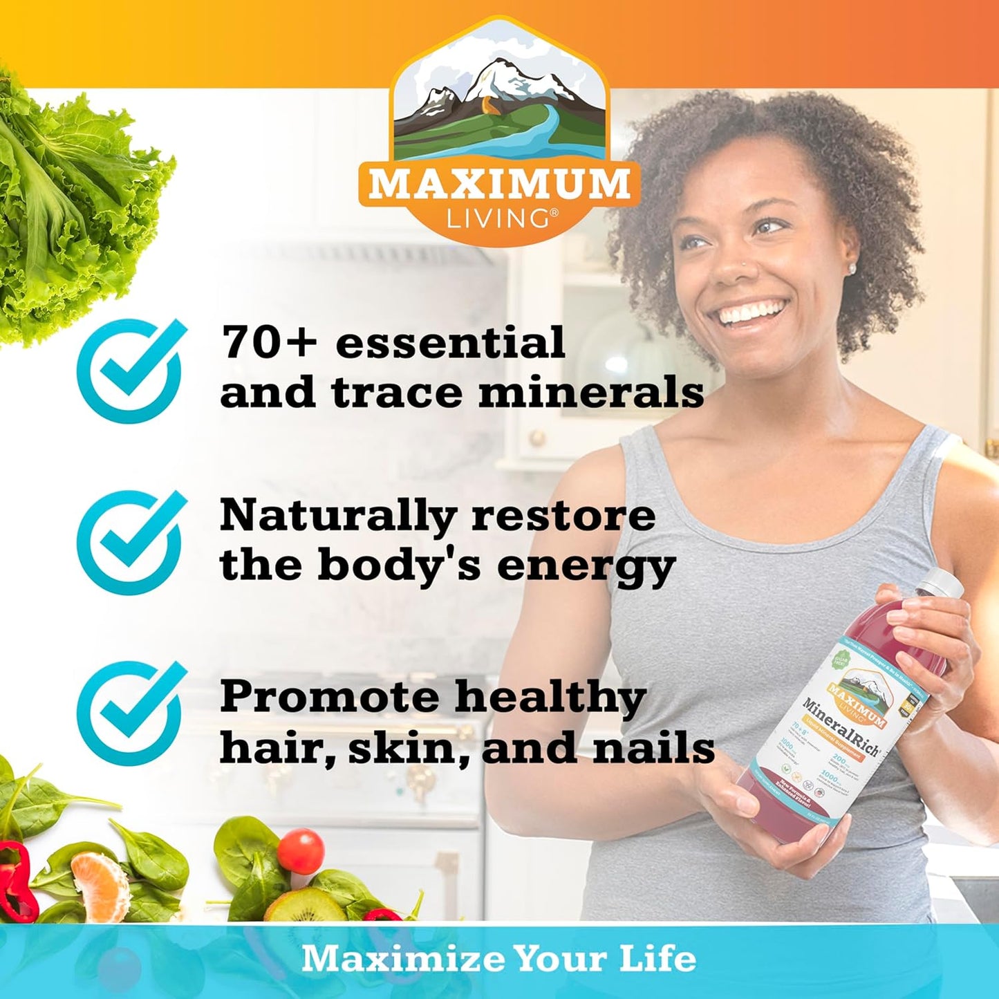 Maximum Living MineralRich Minerals Supplement - 32 oz (32 oz (Pack of 1), MineralRich)