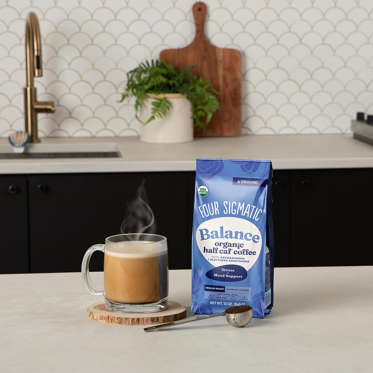 FOUR SIGMATIC Organic Balance Adaptogen Ground Coffee, 12 OZ