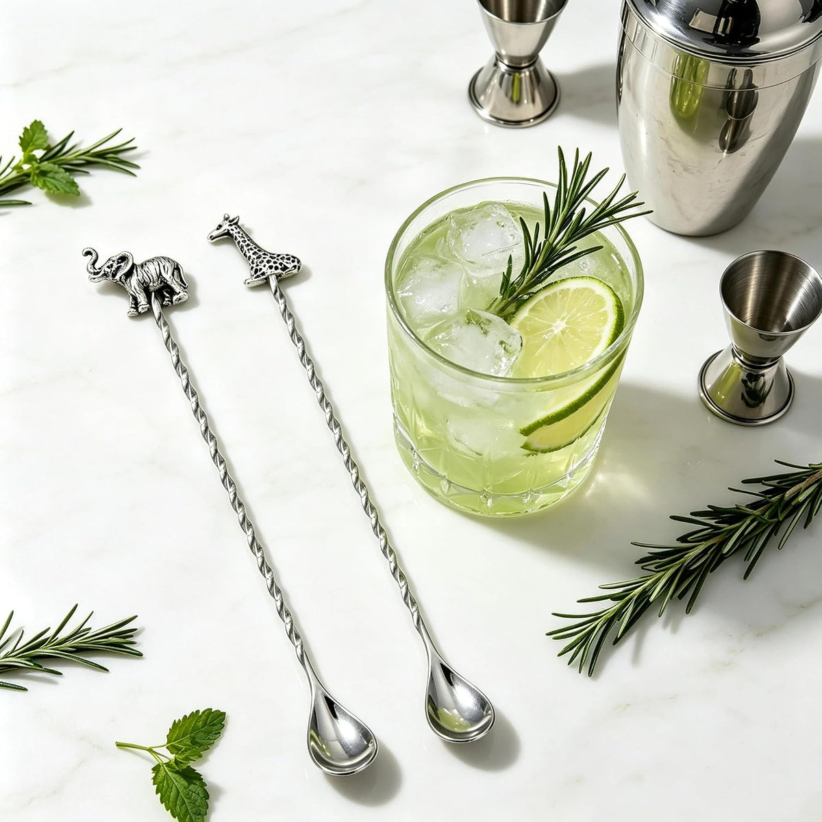 Homestia 2 Pack Bar Spoons, Cocktail Mixing Spoon, Animal Elephant Decor