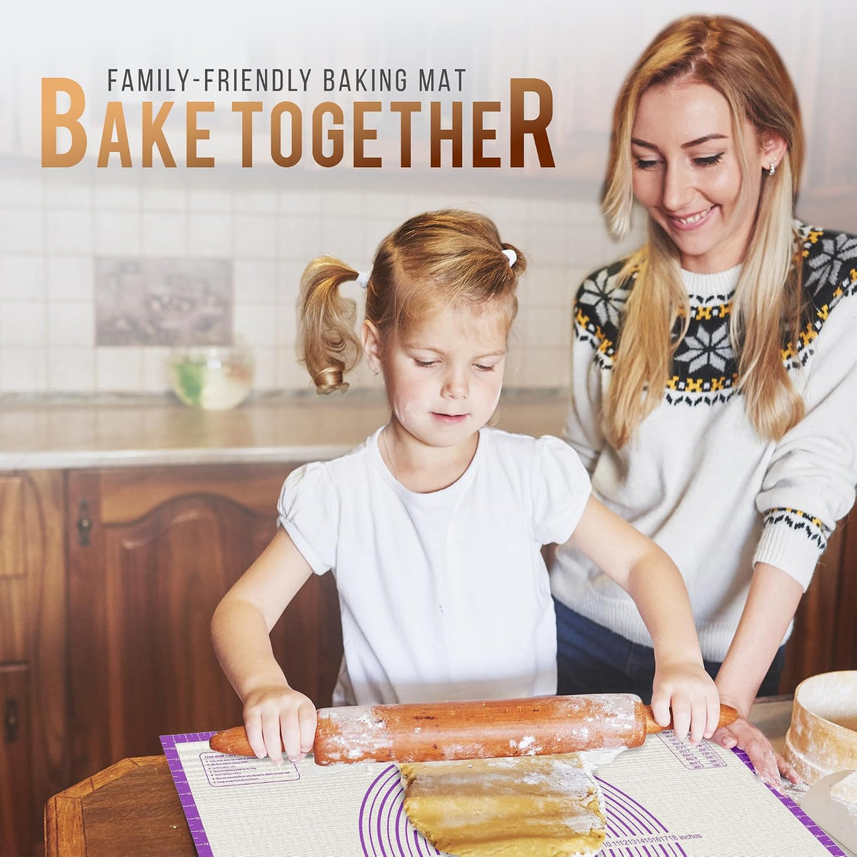 26 * 16 inches Purple, Non-Slip Silicone Baking Sheets - Baking Mat with 0.7mm Thickness - Non-Stick Pastry &amp; Cookie Mat for Kitchen Counter for Rolling Out Dough with Measurements.